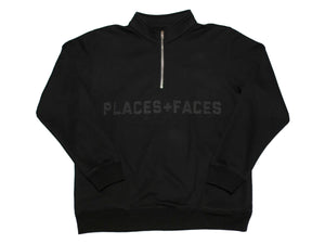 QUARTER ZIP SWEATSHIRT - BLACK/ BLACK